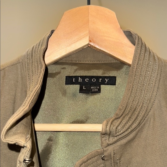Theory Army Green Blazer Jacket Tailored Modern Design - Picture 3 of 4